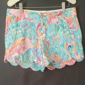 Lilly Pulitzer Pink and Blue Flamingo High Waist Shorts